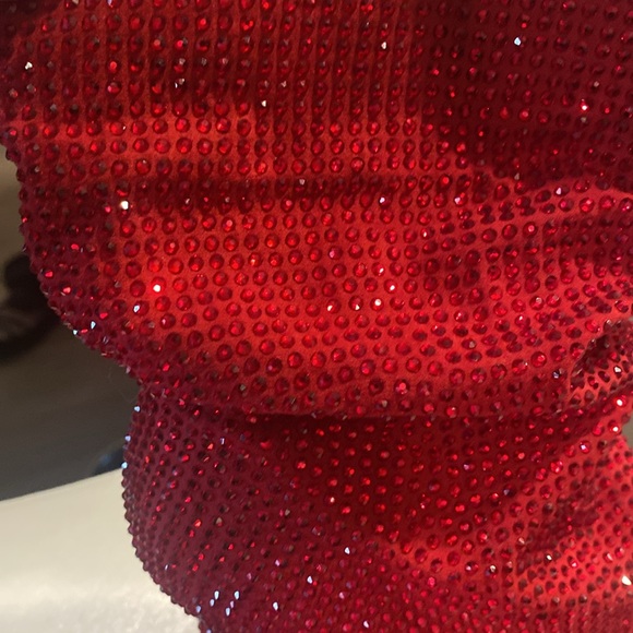 Nine West Red Ruby Slouch Bootie 6 Dazzling! Embellished Beautiful Red Crystals! - Picture 7 of 7